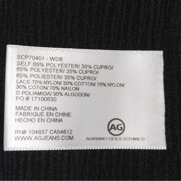 AG Adriano Goldschmied Black Lydia Mock Lace High Neck Top Size L - Picture 7 of 9